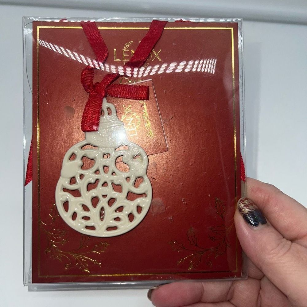 Lenox Charms Porcelain Christmas Ornament Of Pierced 2.5" Vintage Snowman NEW